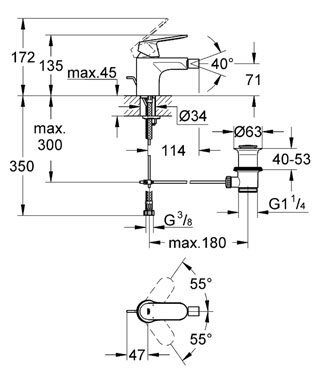 EUROSMART Cosmo-змішувач на біде GROHE 32839000 — Photo 1