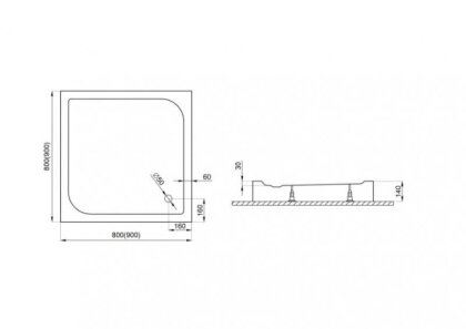 Душовий піддон TAKO компакт білий, 80 x 80 x 14/3 — Photo 2