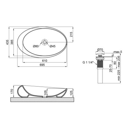 Раковина-чаша Qtap Leo 690x435x180 White з донним клапаном QT11111094W — Photo 1