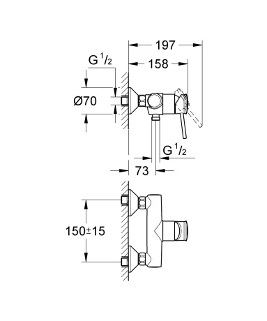 Змішувач для душу Grohe BauClassic (32867000) — Photo 1