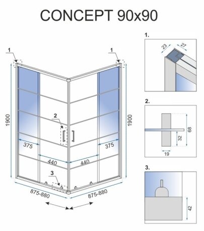 Душова Кабіна REA Concept Чорний 90x90 REA-K5478 — Photo 4