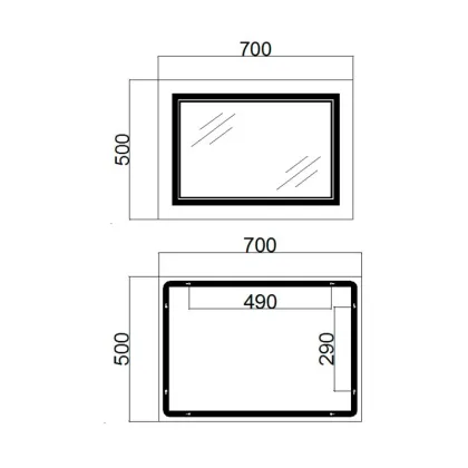 Дзеркало Qtap Cardinal 500х700 з LED-підсвічуванням Touch, з антизапотіванням, з димером, рег. темп. кольору (3000-6500K) Reverse QT0478C5070 — Photo 1