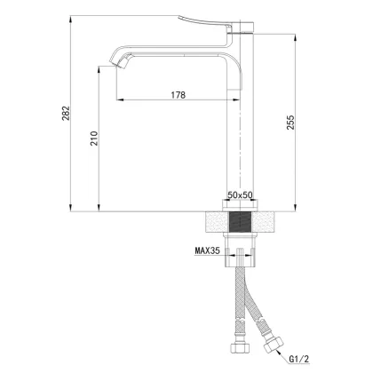 Змішувач для умивальника Mixxus Premium DALI 001 NUT HIGH Graphite (MI6757) — Photo 1