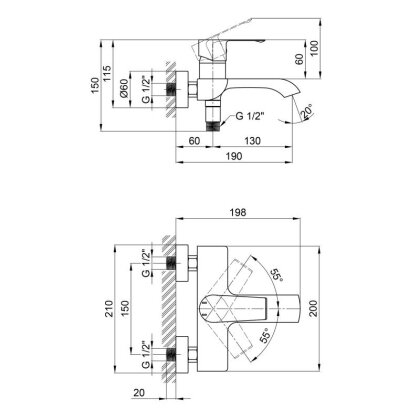 Змішувач для ванни Qtap Zelnava QTZELN3050101G Graphite — Photo 1