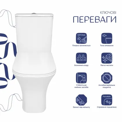 Унітаз підлоговий Qtap Presto Quadro безобідковий із сидінням Soft-close QTPRE27W51021 — Photo 2
