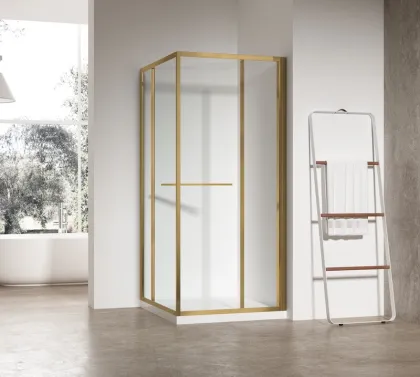 Душова кабіна без піддону Koer SR SC09-90x90x200-R-TR-12 прозоре скло Easy Clean 6мм Матове золото (KR5771) — Photo 3