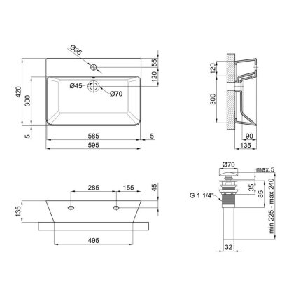 Раковина Qtap Virgo 600x420x140 White з донним клапаном QT18112253W — Photo 1