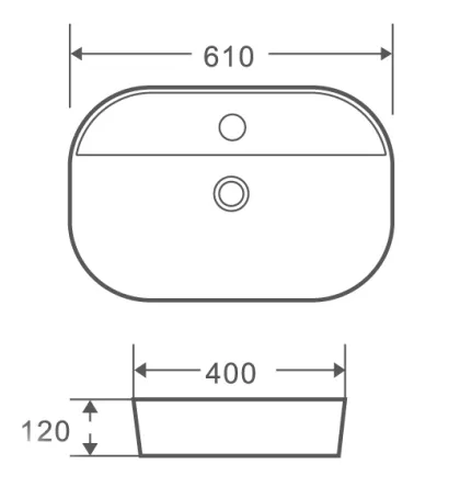 Умивальник накладний керамічний Mixxus Premium Ellipse-0202 610x400x120mm (MP6483) — Photo 1