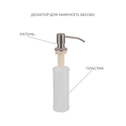 Комплект Lidz Handmade H7843 Мийка для кухні з двома чашами інтегрована Brushed у комплекті з дозатором + Lidz K01G Корзина для кухонної мийки — Photo 5
