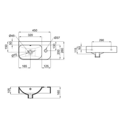 Раковина Qtap Tern 450х260х155 White QT17115117RWN — Photo 1