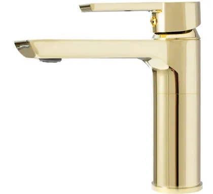 Змішувач для раковини (умивальника) REA ARGUS GOLD золотий низький — Photo 4