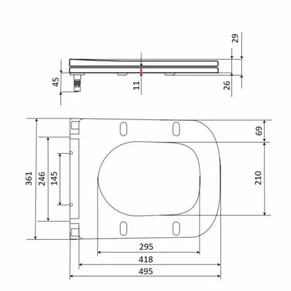 Сидіння для унітаза підлогового (Aries) 445×360×30 мм, White, з мікроліфтом? Slim Duroplast, Quick Release QT03228302W3 Qtap — Photo 1