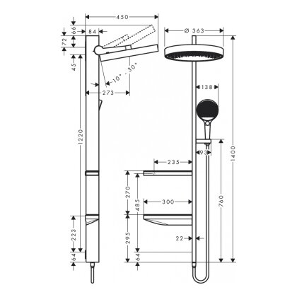 Rainfinity Showerpipe Душова система 360 1jet прихованого монтажу, хром — Photo 1