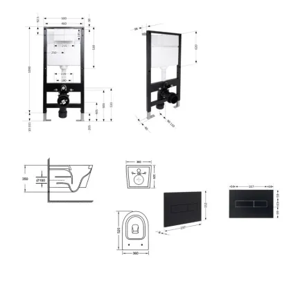 Готове рішення Qtap для ванної кімнати: підвісний унітаз Swan Ultra Quiet 520x360x320 + комплект інсталяції Standard (лінійна клавіша Black) — Photo 1