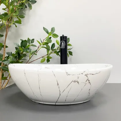 Умивальник (раковина) VBI PARMA WHITE STONE GLOSSY накладний — Photo 3
