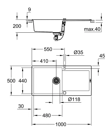 Композитна мийка для кухні Grohe K500 (31645AT0) — Photo 1