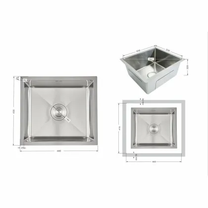 Мийка для кухні інтегрована під стільницю Lidz Handmade H4843 Brushed Steel 3,0/1,0 мм LDH4843BRU49441 — Photo 1