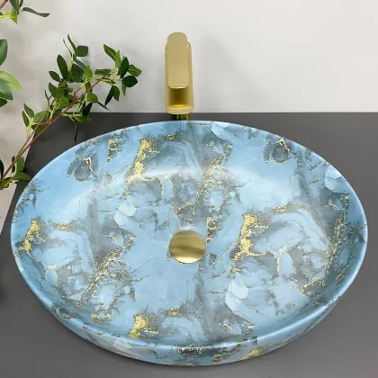 Умивальник (раковина) VBI UDINE MARBLE BLUE MATT накладний — Photo 2