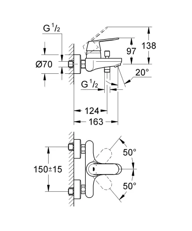 Змішувач для ванни Grohe Eurosmart Cosmopolitan (32831000) — Photo 1