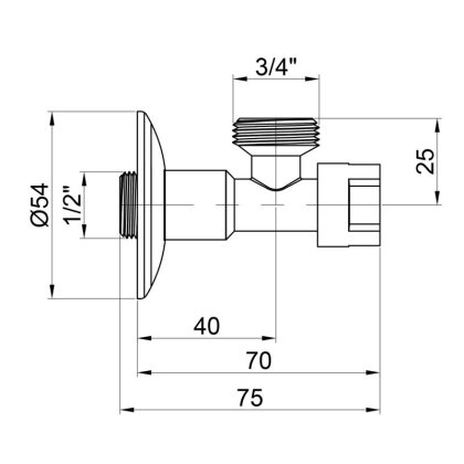 Кран приладовий буксовий Icma 1/2&quot; х3/4&quot; кутовий №519 — Photo 1