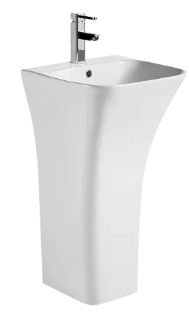Раковина моноблок Mixxus BEVEL-1101 з отвором під змішувач та переливом 450х435х835mm (MI6697) — Photo 3