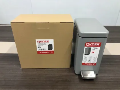 Відро для сміття з плавним закриттям прямокутне Koer TC-010206-07 6 л колір сірий (KR5596) — Photo 4