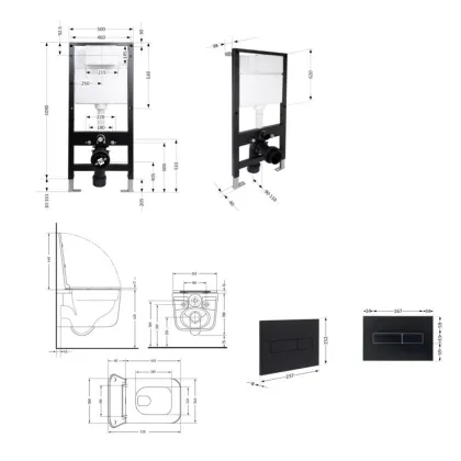 Готове рішення Qtap для ванної кімнати: підвісний унітаз Gemini Ultra Quiet 520x360x350 + комплект інсталяції Standard (лінійна клавіша Black) — Photo 1