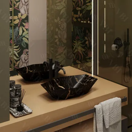 Умивальник (раковина) VBI VENEZIA S MARBLE BLACK MATT накладний — Photo 2