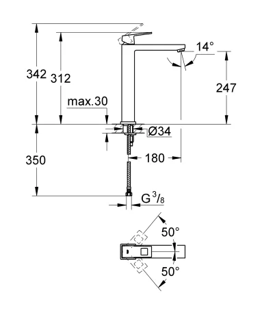 Змішувач на стільницю для раковини XL-розміру Grohe Eurocube (23406000) — Photo 3