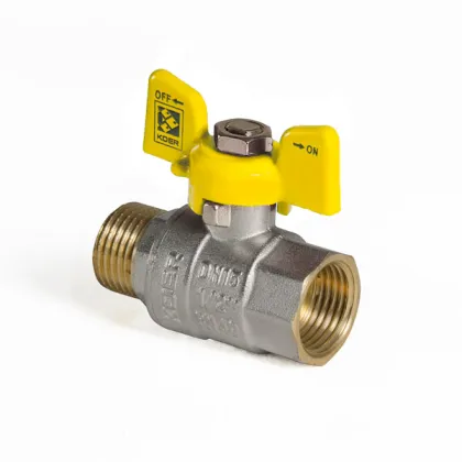 Кран кульовий KOER KR.218.G - 1/2" FM ГШМ YELLOW, ручка "метелик" жовта (KR0036) — Photo 3