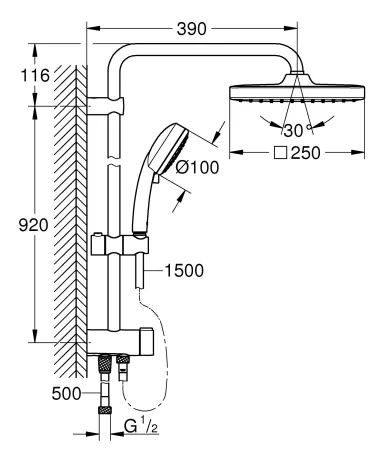 Душова система із перемикачем Grohe New Tempesta Cosmop. System (26694000) — Photo 2