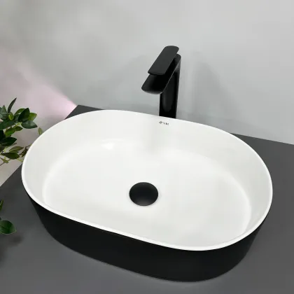 Умивальник (раковина) VBI VERONA 50 BLACK WHITE накладний — Photo 2