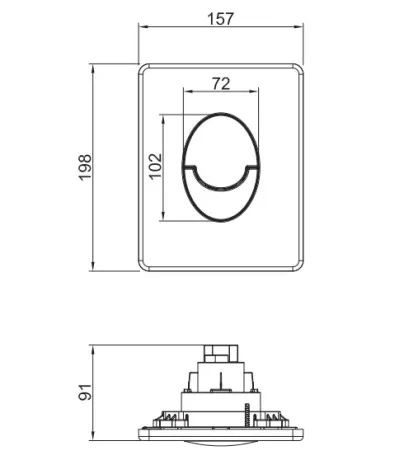 Панель змиву пластикова Koer KT-0606-05 157x198x3mm, кнопка закруглена (KR5343) — Photo 1