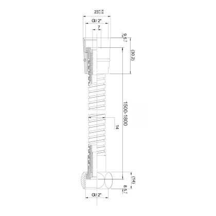 Шланг для душа, SS, що розтягується з подвійним обплетенням 1500-1800 мм, anti-twist — Photo 1