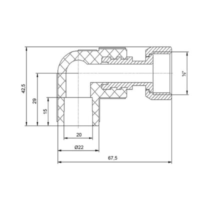 Кутик PPR Blue Ocean з накидною гайкою 20х1/2&quot;, 90 ° ВР — Photo 1