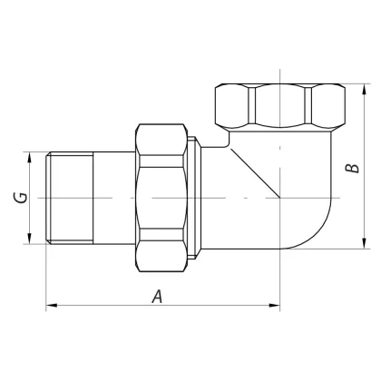 Згін американка (хром) 1/2 "кутовий Koer KR.342.chr (KR2705) — Photo 1