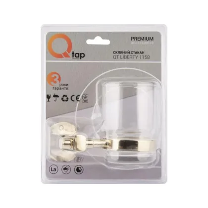 Склянка з тримачем Qtap Liberty настінна QTLIBORO1158 Gold — Photo 4