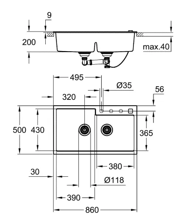 Композитна мийка для кухні Grohe K500 (31649AP0) — Photo 1