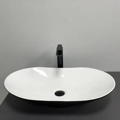 Умивальник (раковина) VBI TURIN BLACK WHITE накладний — Photo 3