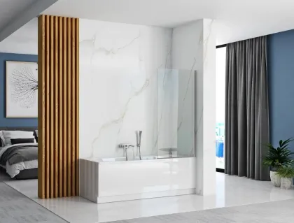 Шторка для ванни REA LAGOS FIX 80 CHROME постійна — Photo 3