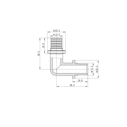 Кутник рівнопрохідний 90 Koer KA.L16 - 16(2.2mm) x 16(2.2mm) (KR4871) — Photo 3