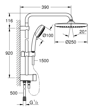 Душова система із перемикачем Grohe New Tempesta Cosmop. System (26675000) — Photo 3