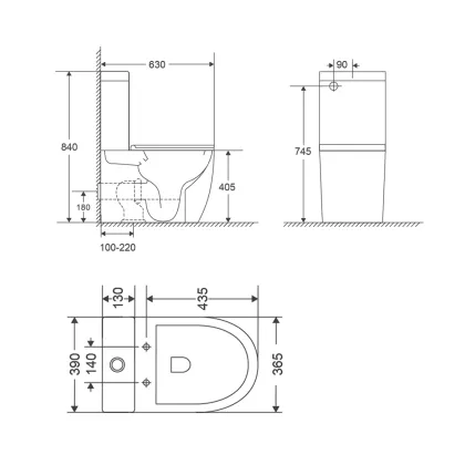 Бачок до унітазу-компакту Mixxus Premium Ellipse-0401-T1 Tank 630х390х840 зі зливною арматурою (MI8317) — Photo 2
