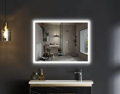 Дзеркало Mixxus FLAT MR04-100x80 з Led Touch, Anti-fog, димером, регулятором яскравості, годинником (MI6927) — Photo 7