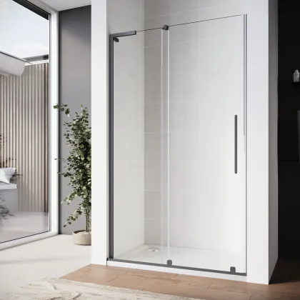 Двері у нішу Walk-In розсувні Koer SR SD07-120x200-L-TR-07 прозоре скло Easy Clean 8мм Графіт (KR5688) — Photo 3