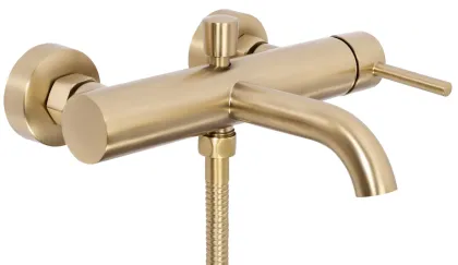 Змішувач для ванни та душу REA LUNGO BRUSHED GOLD настінний з виливом — Photo 6