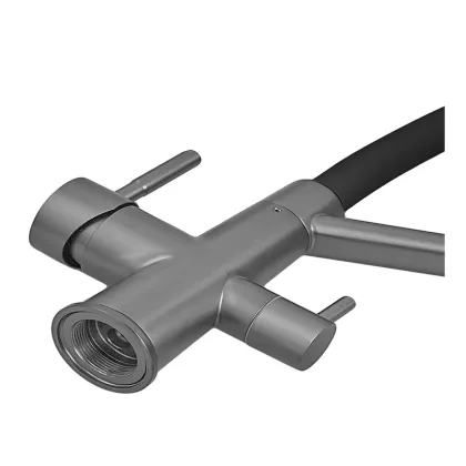 Змішувач для кухні ZERIX FUL-021 GRAPHITE REFL.BLACK з силіконовим виливом, з нерж.сталі SUS304 з виходом для питної води (колір графіт, вилив чорний) (ZX5999) — Photo 5