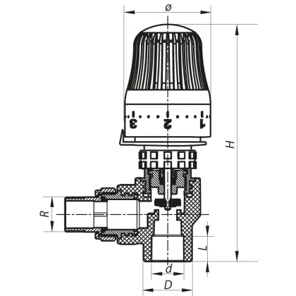 Кран термостатичний з термоголовкою кутовий 25x3/4 PPR Koer K0154.PRO (KP0196) — Photo 1
