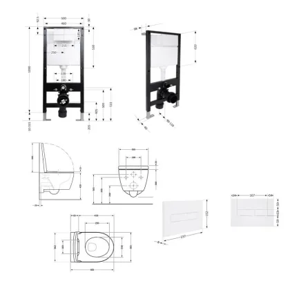 Готове рішення Qtap для ванної кімнати: підвісний унітаз Taurus Ultra Quiet 485x360x350 + комплект інсталяції Standard (лінійна клавіша White) — Photo 1