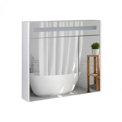 Дзеркальний шафа підвісний Qtap Robin 800х730х145 White з LED-підсвічуванням QT1377ZP8001W